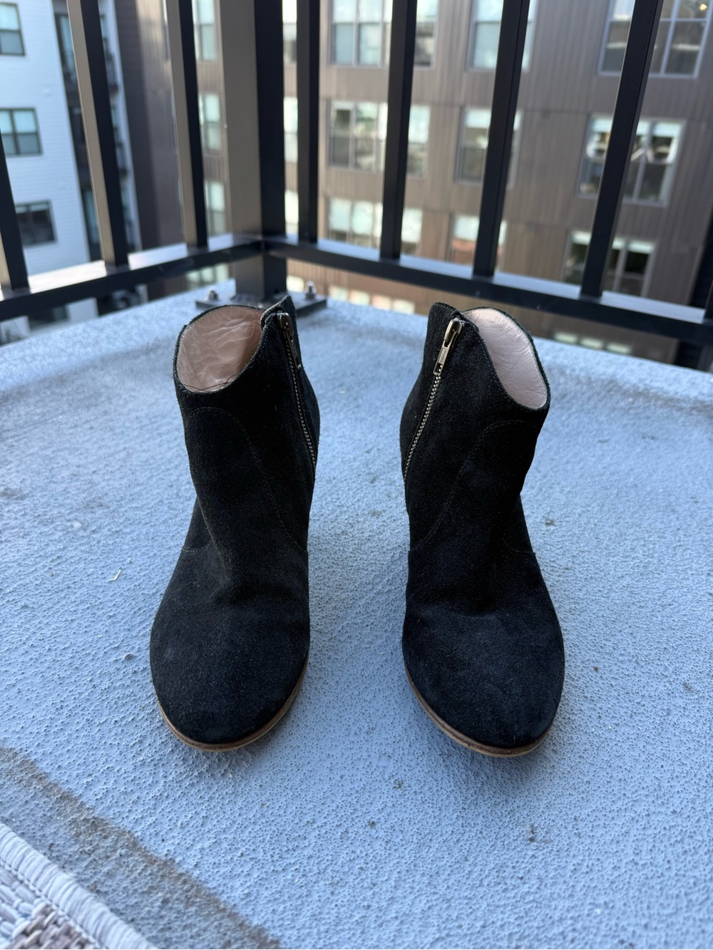 Club Monaco Women's Black Suede Ankle Boots with Side Zip